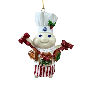 Vintage Danbury Mint Pillsbury Doughboy Glitter Holiday Christmas Ornament