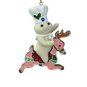 Vintage Danbury Mint Pillsbury Doughboy Glitter Holiday Christmas Ornament