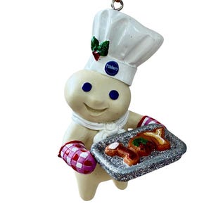 Vintage Danbury Mint Pillsbury Doughboy Glitter Holiday Christmas Ornament