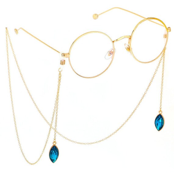 Glasses Chain / Glasses Rope / Gold Glasses Chain / Blue Etsy