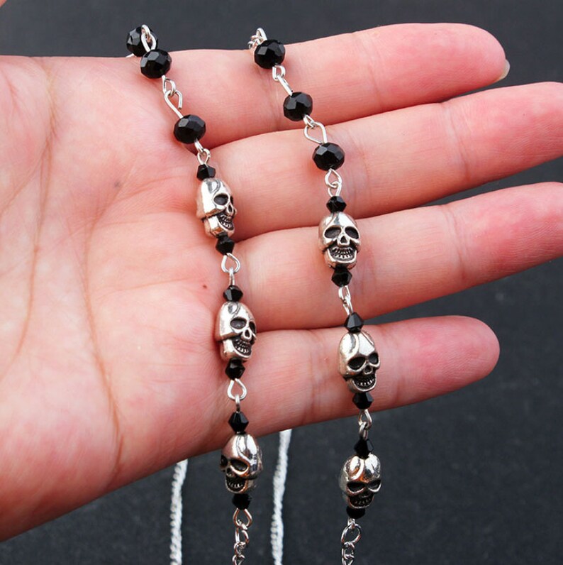 Gothic Skull Glasses Chain / Black Diamond Glasses Chain Etsy