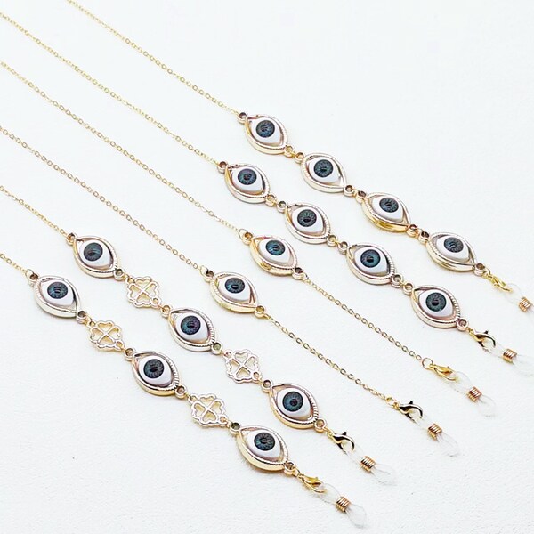 Rose Gold/Evil Eye Anhänger Brillenkette/Brillenkette/Maskenkette