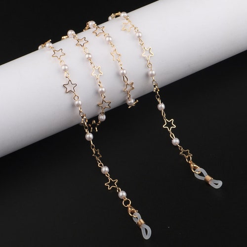 Gold/silver/pearl/beaded Glasses Chain/metal Chain/glasses Etsy