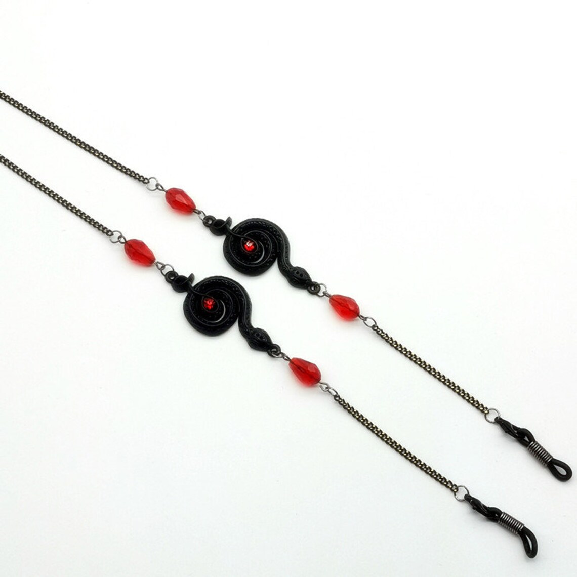 Red Crystal Glasses Chain/black Snake Glasses Chain/metal Etsy