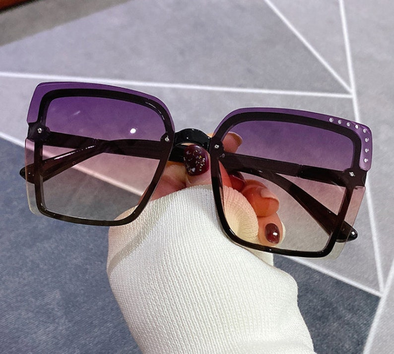 color gradient sunglasses square rimless sunglasses Beach glasses