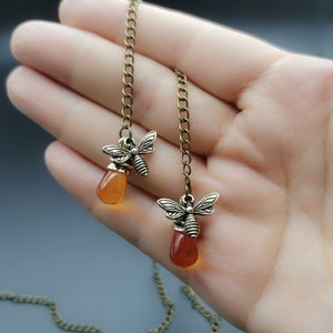 Retro Little Bee Waterdrop Glasses Chain/Amber Waterdrop Pendant Glasses Chain/Glasses Accessories/Bronze