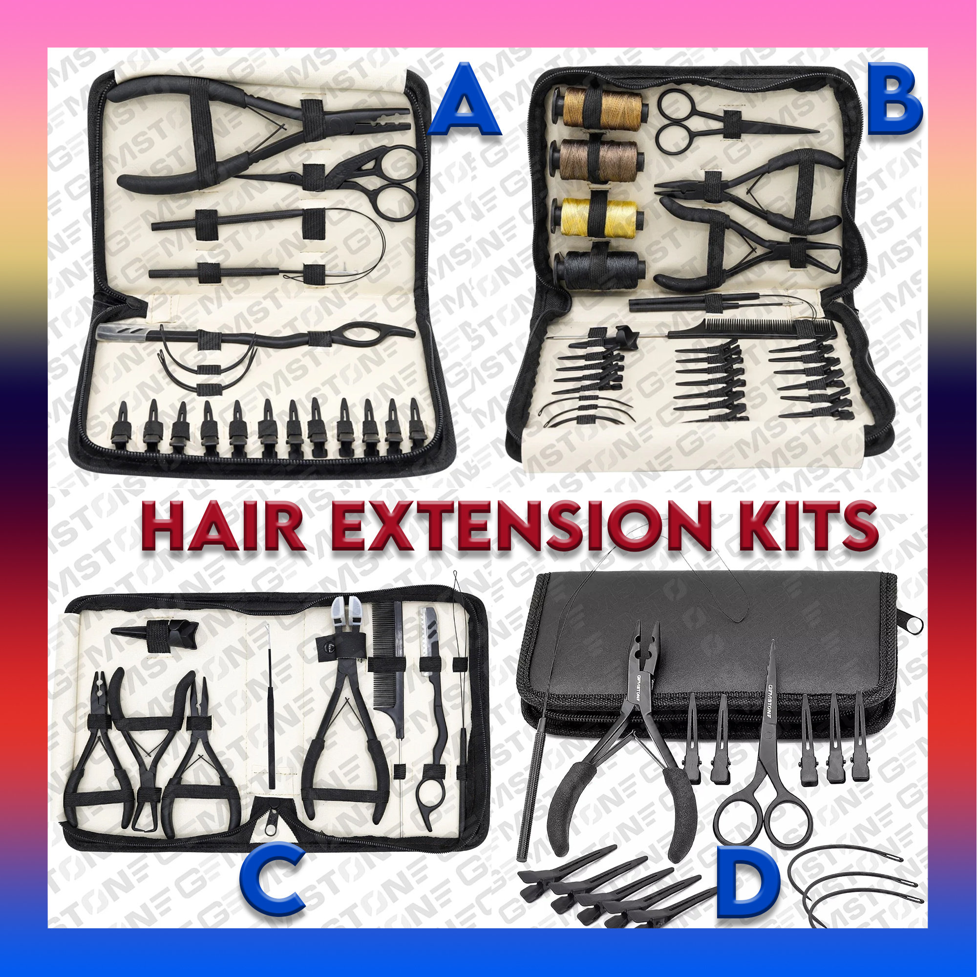 Professional Hair Extension Tool Kit Stainless Steel Pliers Set With Hook  Needle Thread Tools Kit With Hair Parting Section Clips Loop 