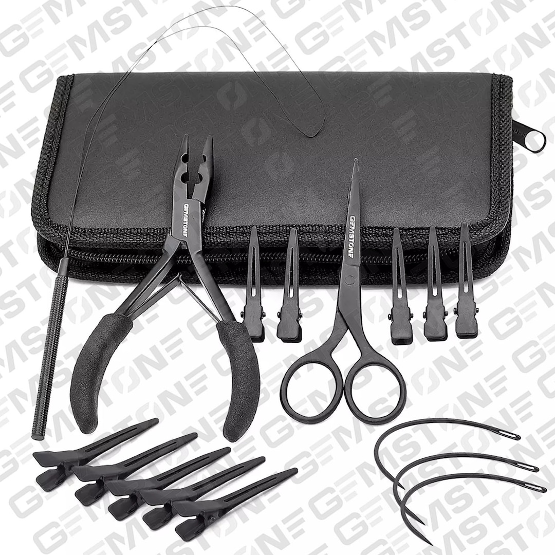 16pcs Hand Tied Hair Extension Tools Kit Includes Plier Scissors
