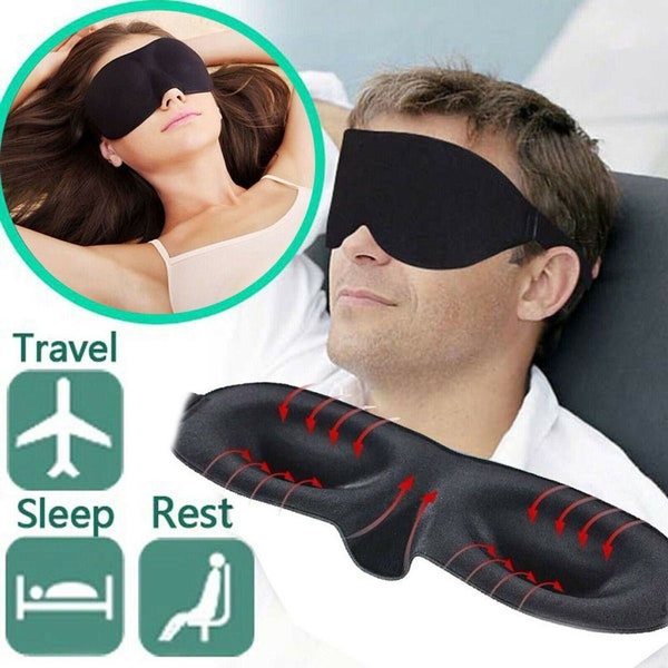 3D Eye Sleeping Eye Mask For Travel Blinder Sleep, Mens and Womens Adjustable Eye Mask Flight Nap Soft Cover Blindfold Shade Resting Aid