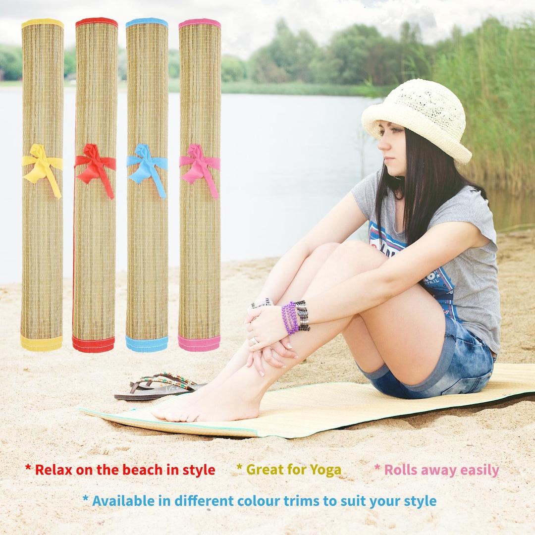 Straw Beach Mat Roll up Carry Mat Travel Picnic Holiday Etsy