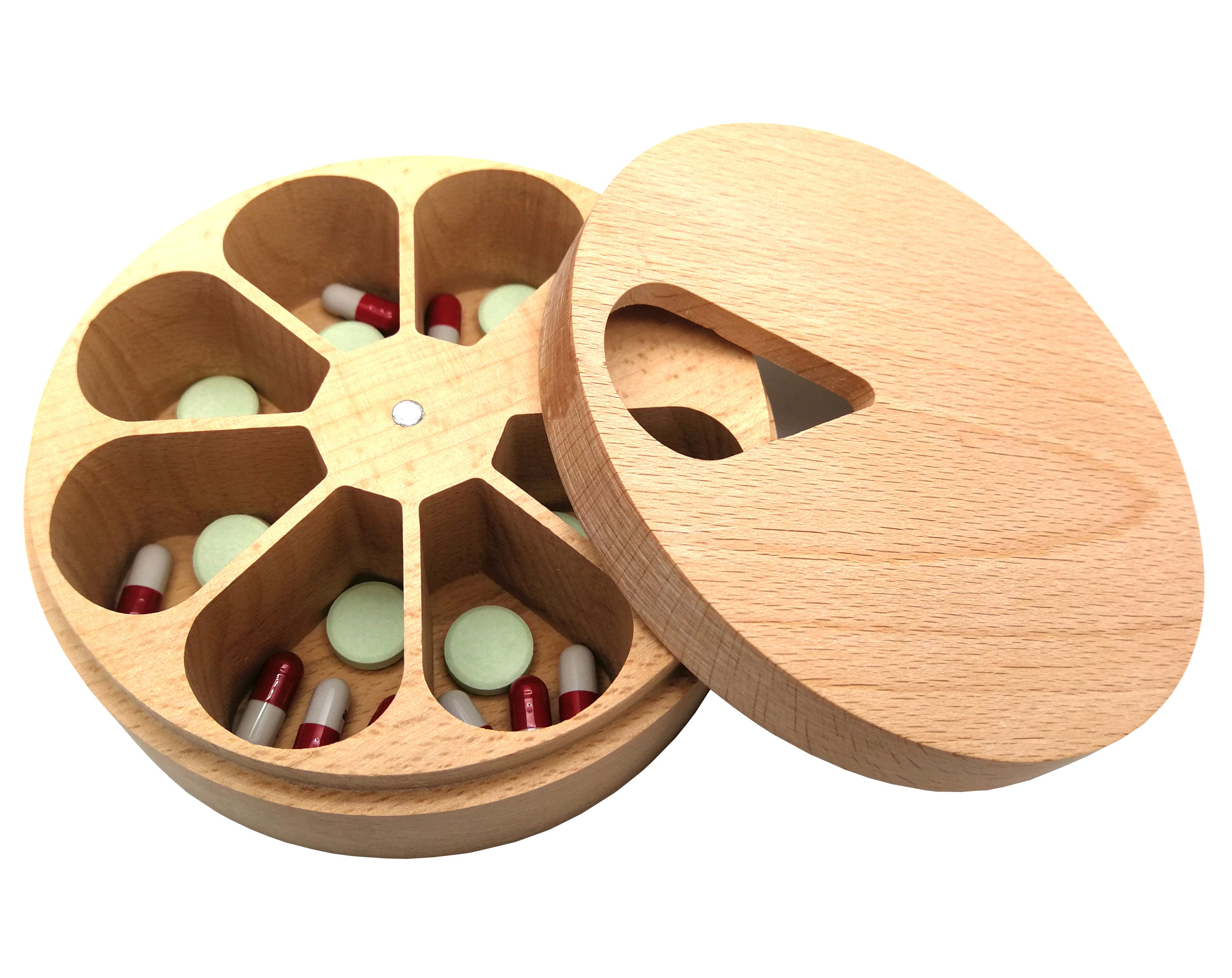 Multipurpose Wood Pill Organizer Case BoxKitchen Salt Spice Etsy