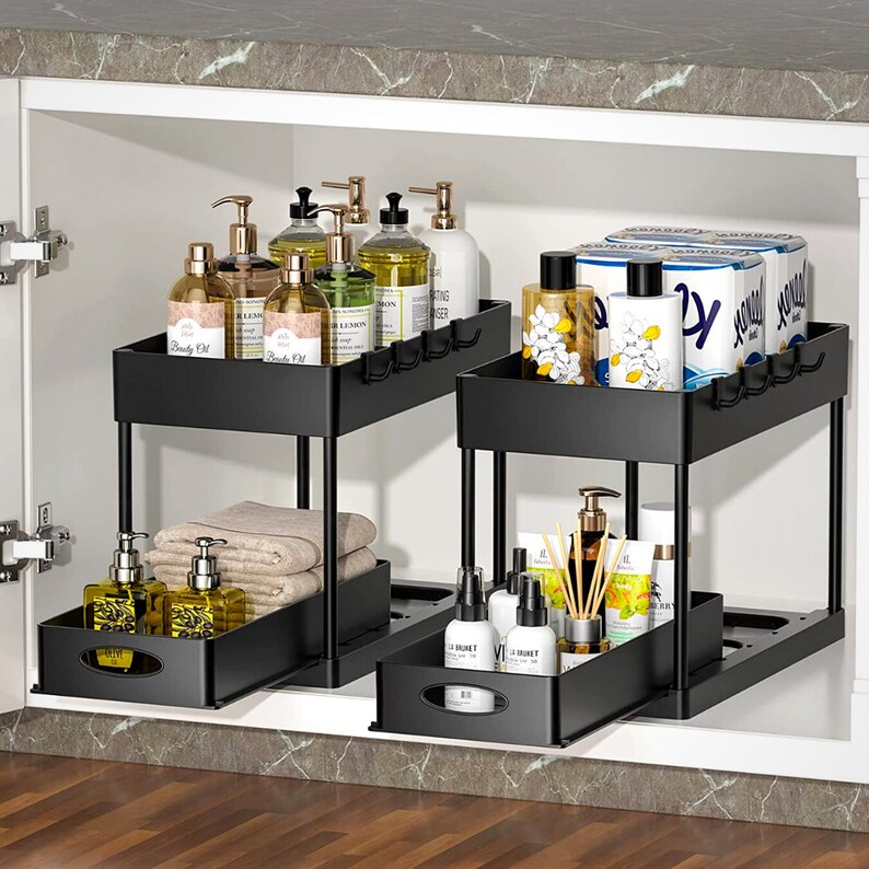 2tier Sliding Basket Organizer Drawer Multipurpose Etsy