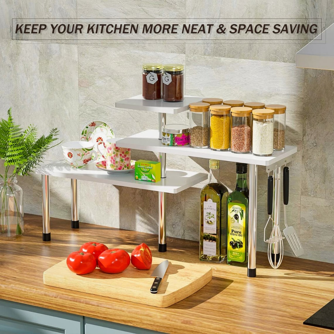 Kitchen Countertop Organizer Corner Shelf 3 Tier Bathroom Etsy Singapore