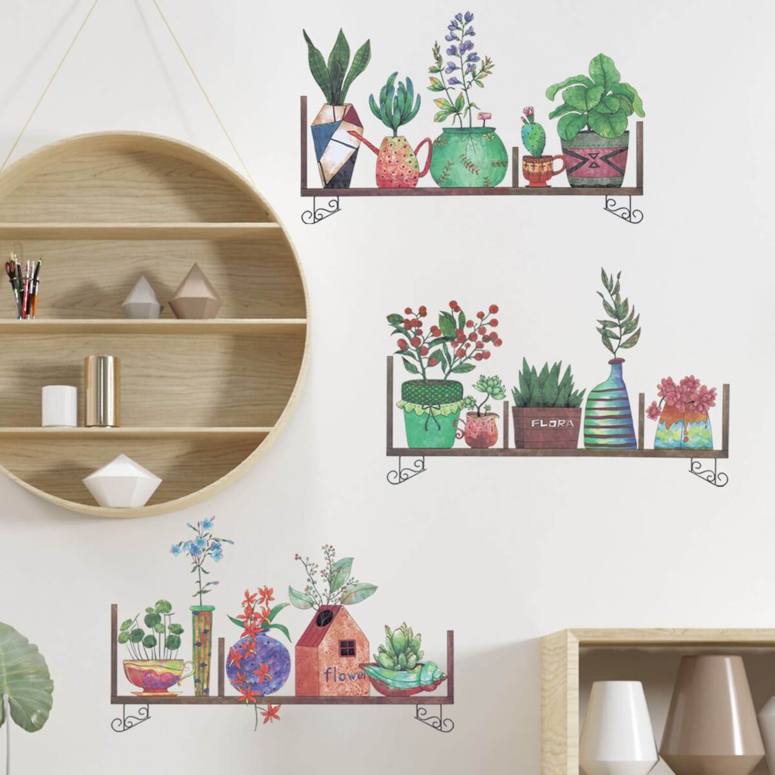 Green plant wall stickers racks fresh green and elegant Etsy
