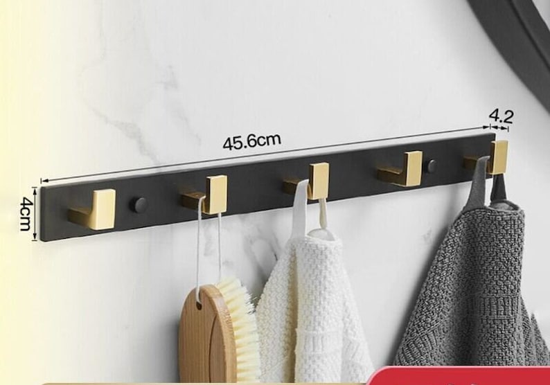 Black and Gold Row Hooks Space Aluminum Hooks Coat Wall Etsy