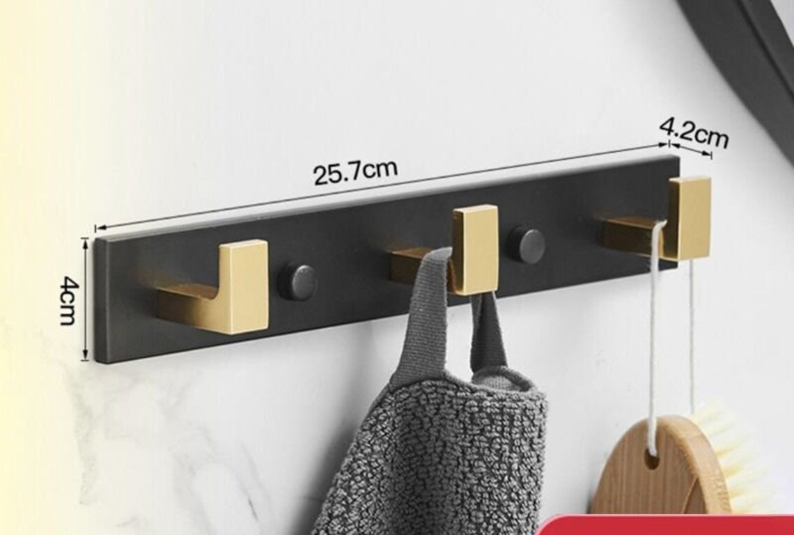 Black and Gold Row Hooks Space Aluminum Hooks Coat Wall Etsy
