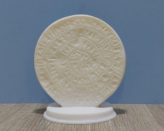 手作りアラバスター製ファイストス円盤像：古代ミノア文明のクレタ島