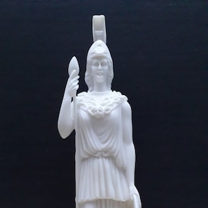 Athena Pallas Ancient Greek Roman Goddess of Wisdom Minerva 41cm - 16.14in White Marble & Alabaster Handmade Statue in Greece