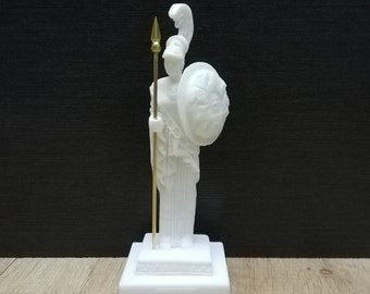 Athena Pallas Minerve, déesse de la sagesse de la Grèce romaine antique, 16,5 cm - Statue faite main en marbre blanc et albâtre en Grèce