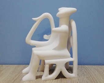 Cycladic Idol ''Keros Ηarpist'' 20cm - 7.87in Cyclacid Art Ancient Greece Greek Handmade Sculpture White Marble & Cast Alabaster