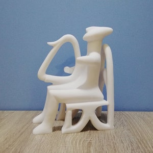 Cycladic Idol &#39;&#39;Keros Ηarpist&#39;&#39; 20cm - 7.87in Cyclacid Art Ancient Greece Greek Handmade Sculpture White Marble & Cast Alabaster