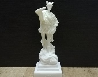Hermes El Mensajero de los Dioses Antiguo Dios Romano Griego 16,5 cm - 6,5 pulgadas Estatua hecha a mano de mármol y alabastro fundido