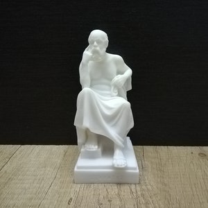 Socrates Famous Greek Philosopher Handmade Greek Sculpture 14cm-5.5in White Marble & Cast Alabaster Handmade Statue in Greece