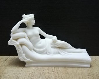 Pauline Bonaparte as Venus Victrix  - Antonio Canova-  Replica 13cmH 20cmW Museum Copy Marble & Cast Alabaster Handmade Statue