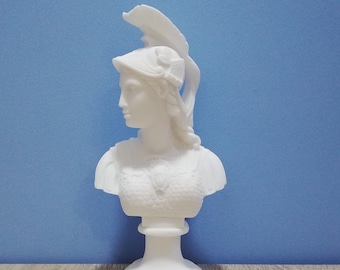 Handmade Alabaster Athena Bust Statue – Greek Goddess Minerva