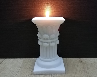 Korintische zuil kandelaar oude Griekse architectuur 11,5 cm-4,52 in woondecoratie handgemaakt marmer en gegoten albast standbeeld