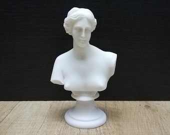 Venus de Milo Bust, Handmade Alabaster & White Marble Sculpture (6.1in)