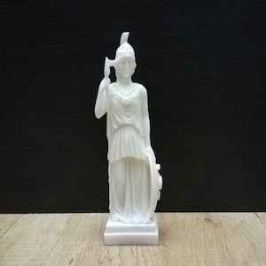 Athena Pallas Ancient Greek Roman Goddess of Wisdom Minerva 19cm - 7.48in White Marble & Alabaster Handmade Statue in Greece