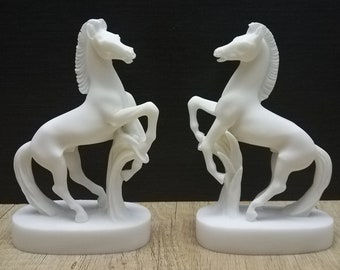 Handmade Alabaster Horse Sculpture Set, Greek Decor (15.5cm)