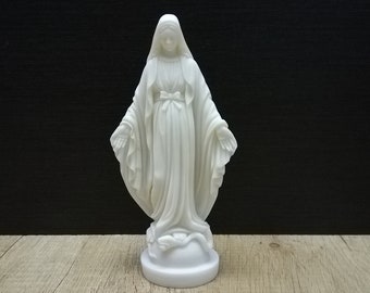 Virgin Mary Mother Of Jeasus -Madonna 17.5cm - 6.89in Handmade Sculpture White Marble and Cast Alabaster