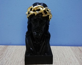 Jesus Christ Head Bust - Jesus of Nazareth Statue 12cm-4.72in White Marble & Cast Alabaster Handmade Religious Statue