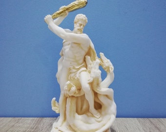 Hercules vs Hydra Statue – Handmade Alabaster Greek Mythology Sculpture