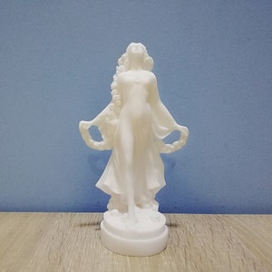 Persephone - Kore - Proserpina Goddess Of Cult, Myths - Mysteries 18cm-7.08in Handmade Sculpture White Marble & Cast Alabaster