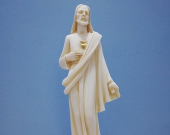 Handmade Jesus Christ Statue – White Marble & Cast Alabaster, Made in Greece