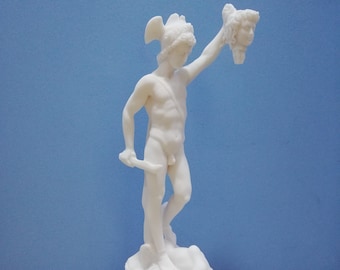 Perseus with the Head of Medusa 34.5cm-13.58in Benvenuto Cellini Greek Mythology Greek Statues Marble & Cast Alabaster Handmade Statue