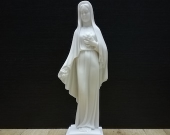 手作りの聖母マリアのアラバスター彫刻（ベール付き）（7.87インチ