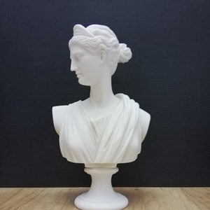 Artemis Bust Head Ancient Greek Roman Goddess of Hunt 31cm-12.2in Diana Marble & Cast Alabaster Handmade Statue