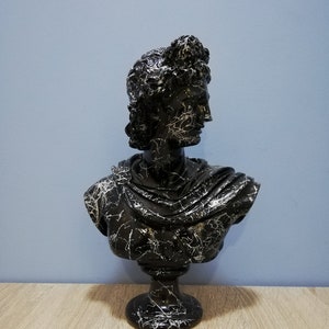 Apollo Büste Kopf 31,5 cm-12,4 Zoll antiken griechischen römischen Gott des Bogenschießens, Musik und Tanz, die Sonne und das Licht handgefertigte Alabaster Statue