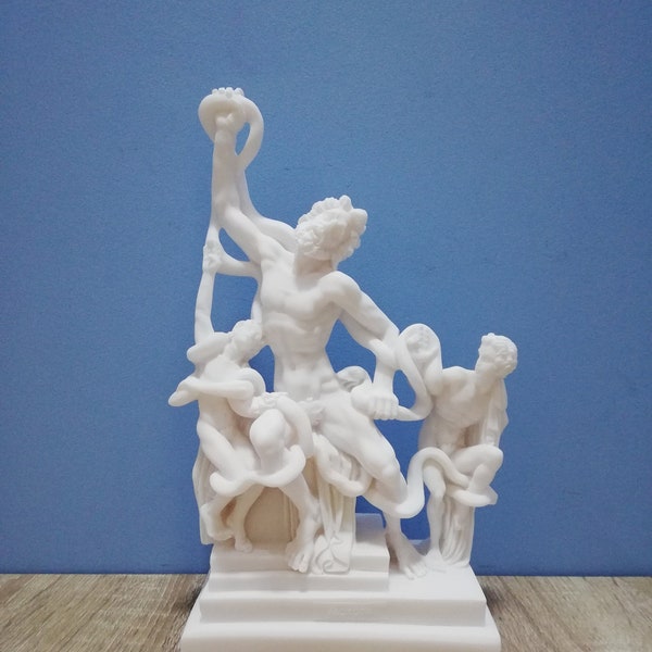 Laocoön and his sons Ancient Greek Museum Copy 29cm-11.41in Greek Mythology Handmade White Marble & Cast Alabaster Sculpture