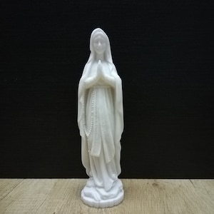 Virgin Mary Mother Of Jeasus -Madonna- Pray 21.5cm-8.46in White Marble & Cast Alabaster Handmade Statue Made in Crete Greece