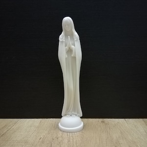 Virgin Mary Mother Of Jeasus -Madonna- Pray 23cm-9.05in White Marble & Cast Alabaster Handmade Statue Made in Crete Greece