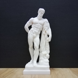 Hercules Ancient Greek Hero Greek Museum Copy Big Size 34cm-13.4in Handmade Sculpture White Marble & Alabaster Handmade Statue in Greece