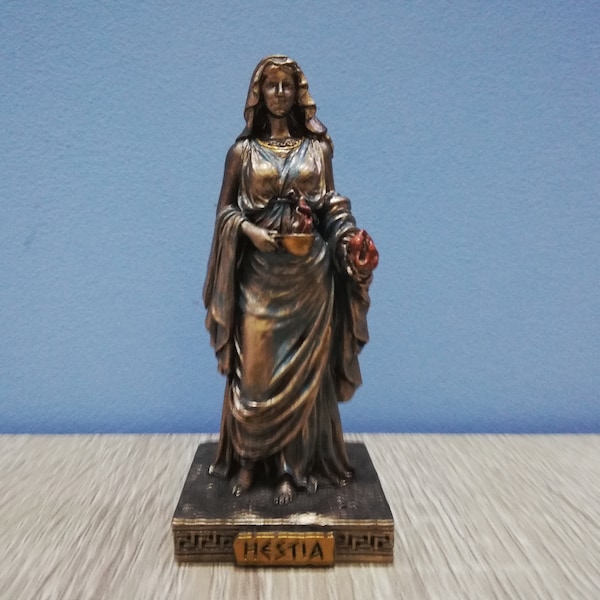 Hestia, déesse grecque du foyer, vie familiale, 8,5 cm - 3,34 po. Statue de déesse romaine en résine et bronze, statues grecques