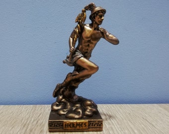 Hermes The Messenger of The Gods Ancient Greek Roman God 9cm - 3.54in Resin and Bronze Statue Vintage Surfacing