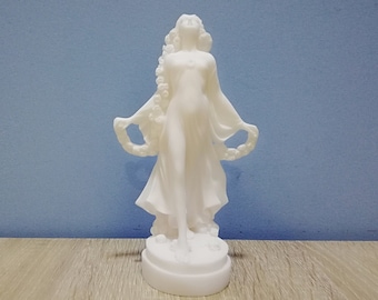 Persephone - Kore - Proserpina Goddess Of Cult, Myths - Mysteries 18cm-7.08in Handmade Sculpture White Marble & Cast Alabaster
