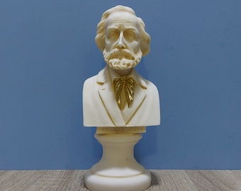 Verdi Bust Sculpture: Handmade Alabaster Statue, Italian Composer (9.05in)